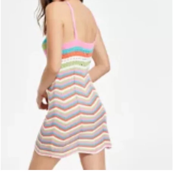 Colorful v-neck Crochet Chevron knit Dress Size small - Picture 2 of 16